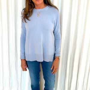 Athleta Wool Cashmere Baby Blue Crew Neck Sweater